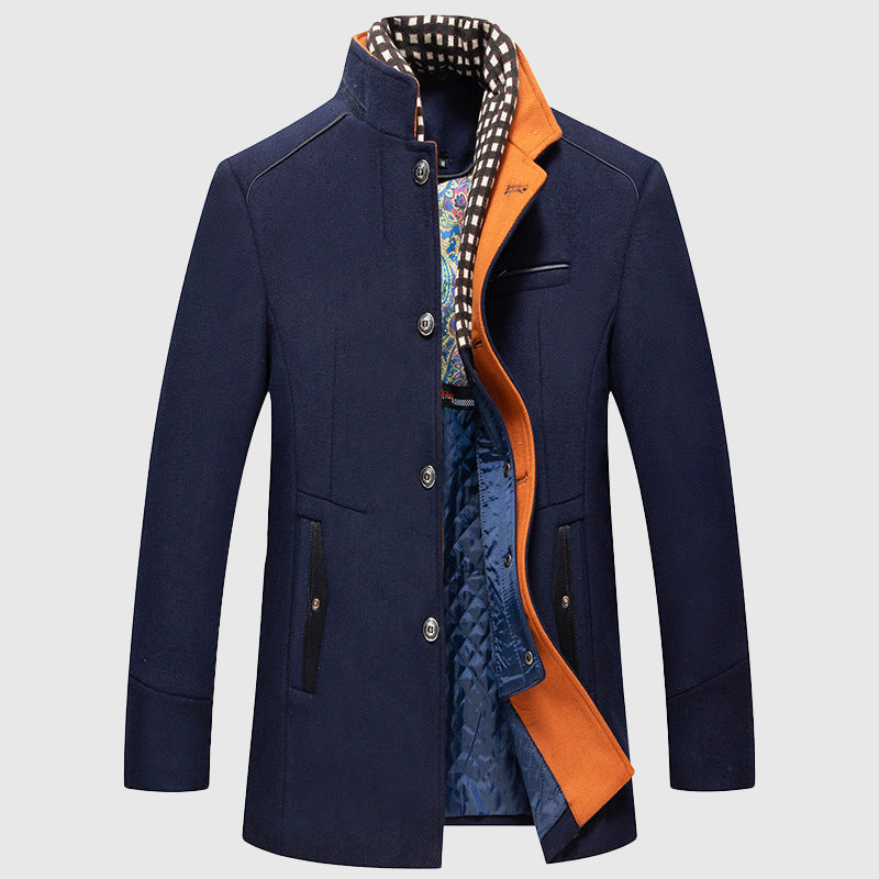 Kenji - Men's Stand Collar Business Wool Coat
