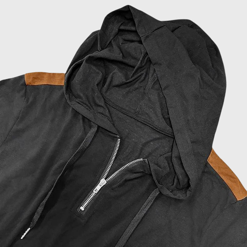 Kevin - Men's Colorblock Shoulder Half-Zip Hoodie