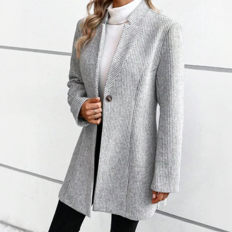 Leah - Women's Textured Single-Button Long Blazer