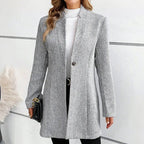 Leah - Women's Textured Single-Button Long Blazer