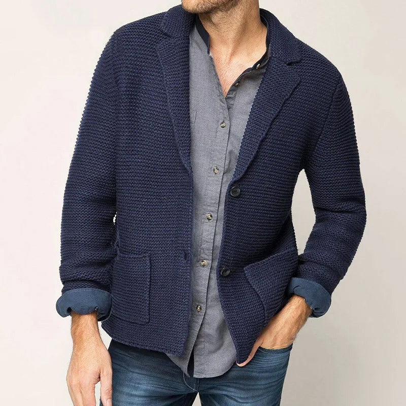 Liam - Men's Lapel Collar Knit Blazer Cardigan