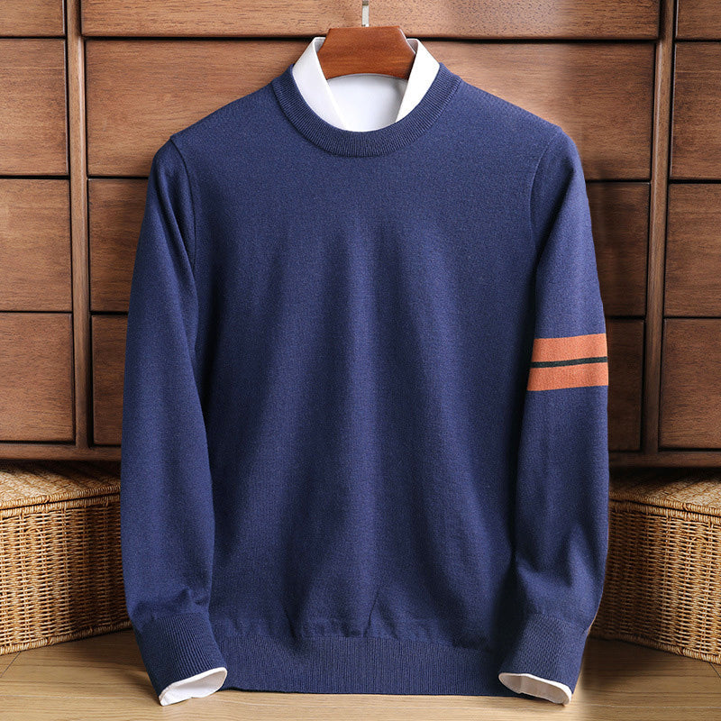 Logan - Men's Arm-Stripe Crewneck Knit Sweater