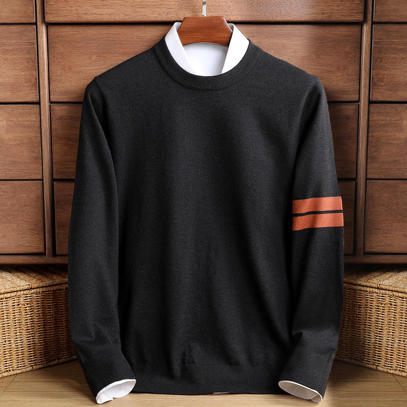 Logan - Men's Arm-Stripe Crewneck Knit Sweater