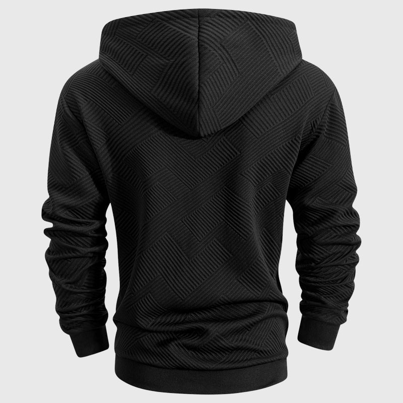 Luke - Men's Textured Quarter-Zip Hooded Sweatshirt