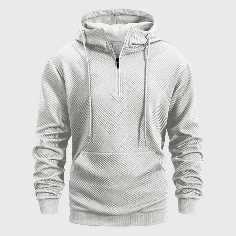Luke - Men's Textured Quarter-Zip Hooded Sweatshirt