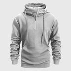 Luke - Men's Textured Quarter-Zip Hooded Sweatshirt