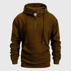 Luke - Men's Textured Quarter-Zip Hooded Sweatshirt