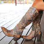 Maeve - Women's Studded Western Knee-High Boots