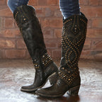 Maeve - Women's Studded Western Knee-High Boots