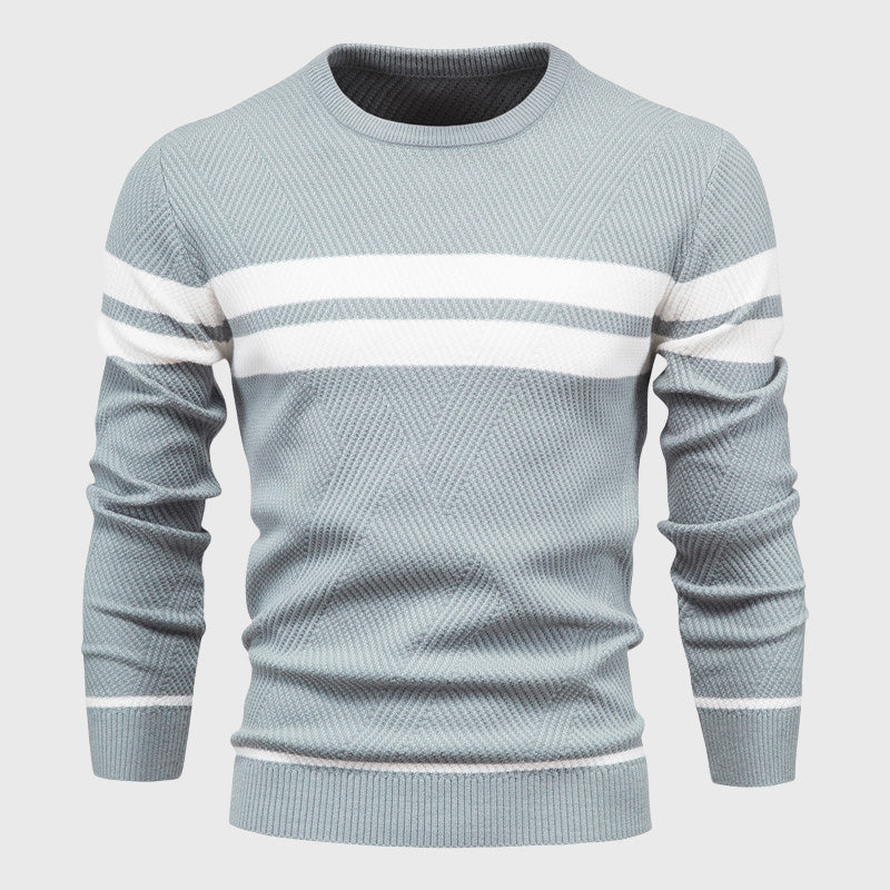 Mateo - Men's Chevron Stitch Striped Knit Pullover Sweater