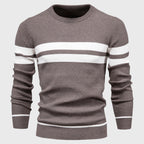Mateo - Men's Chevron Stitch Striped Knit Pullover Sweater