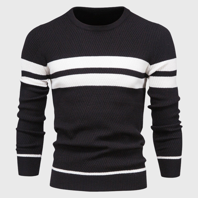 Mateo - Men's Chevron Stitch Striped Knit Pullover Sweater