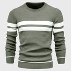 Mateo - Men's Chevron Stitch Striped Knit Pullover Sweater