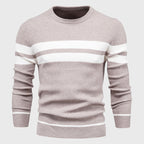 Mateo - Men's Chevron Stitch Striped Knit Pullover Sweater