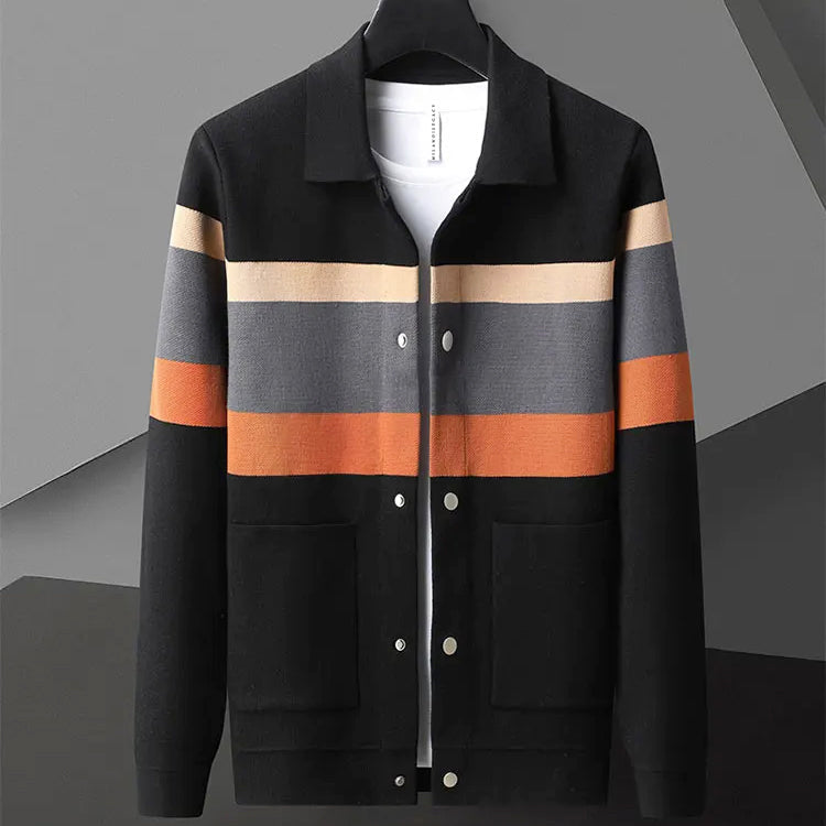 Mateo - Men's Striped Knit Cardigan