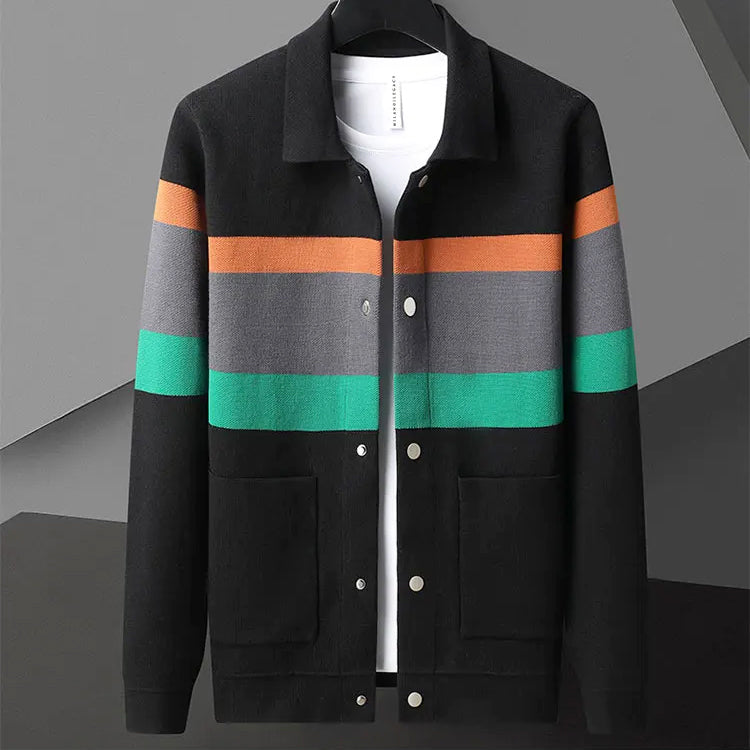 Mateo - Men's Striped Knit Cardigan