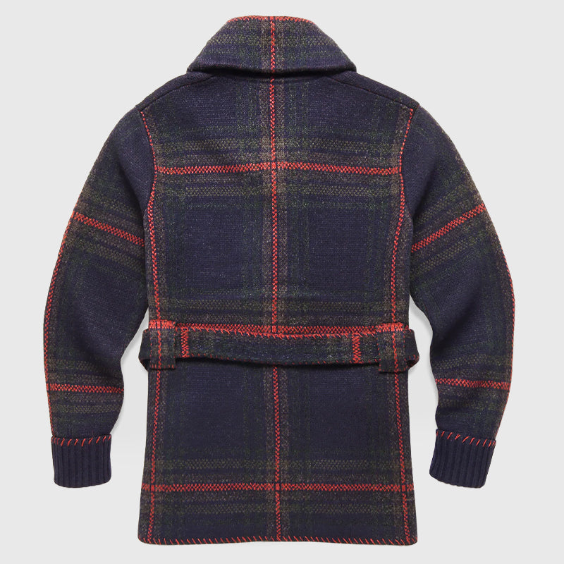 Matthew - Men's Plaid Belted Shawl Collar Cardigan