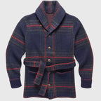 Matthew - Men's Plaid Belted Shawl Collar Cardigan