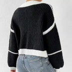 Megan - Women's Plaid Ribbed Knit Open-Front Cardigan