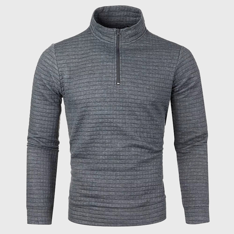 Rowan - Men's Mock Neck Quarter-Zip Pullover with Waffle Knit