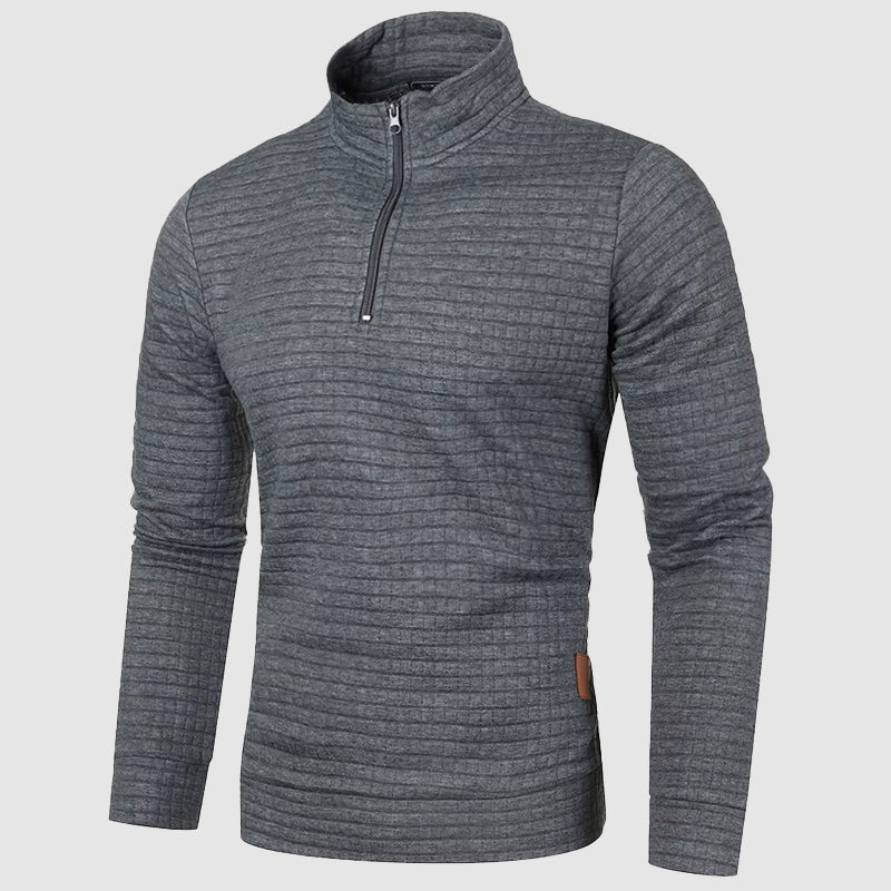 Rowan - Men's Mock Neck Quarter-Zip Pullover with Waffle Knit