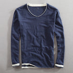 Michael - Men's Cotton V-Neck Long-Sleeve Top