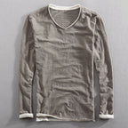 Michael - Men's Cotton V-Neck Long-Sleeve Top