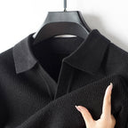 Michael - Men's Textured Knit Polo Sweater