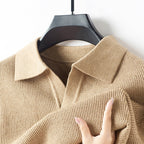Michael - Men's Textured Knit Polo Sweater
