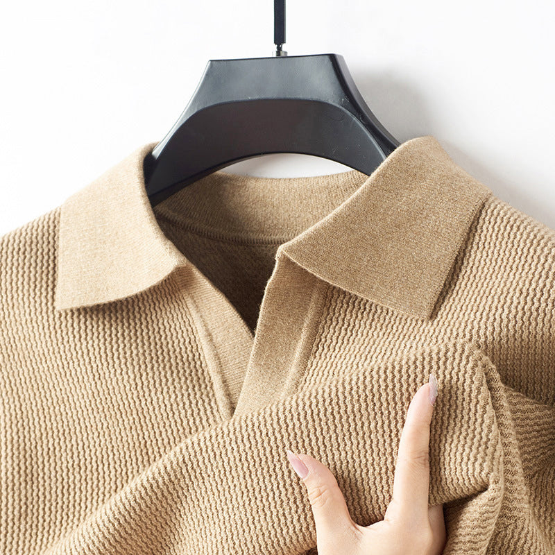 Michael - Men's Textured Knit Polo Sweater