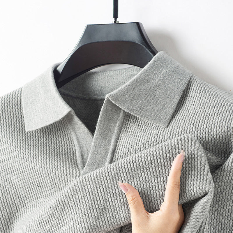 Michael - Men's Textured Knit Polo Sweater