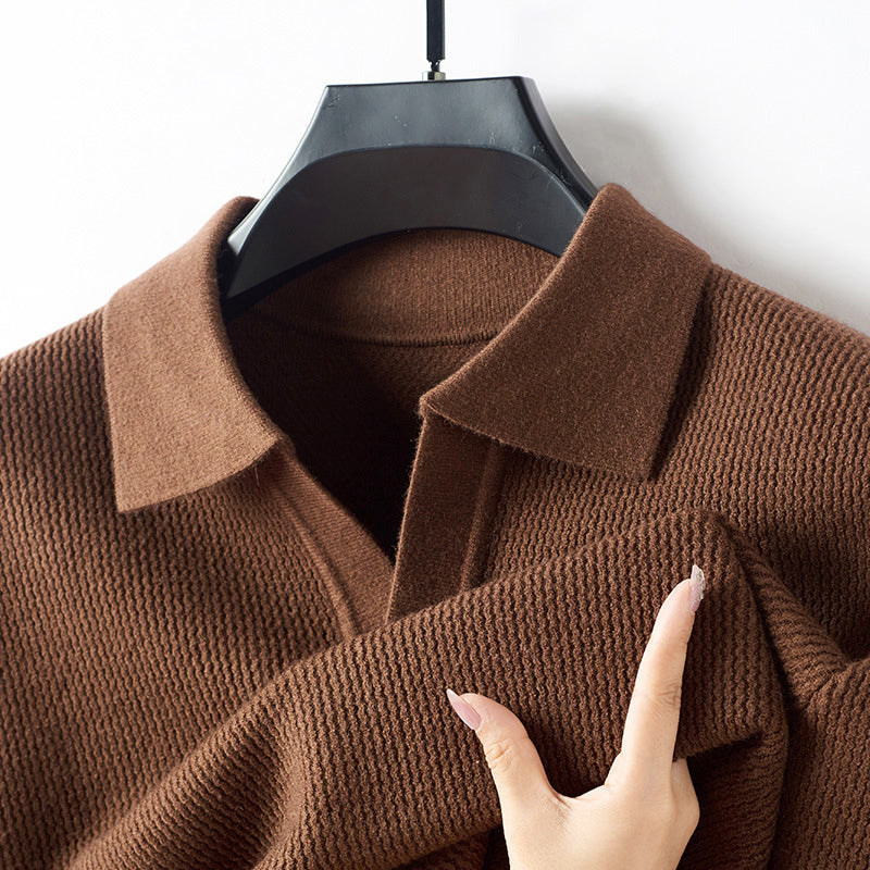 Michael - Men's Textured Knit Polo Sweater