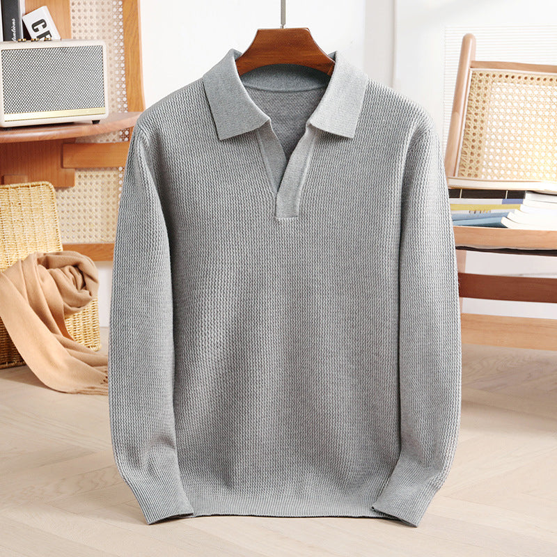 Michael - Men's Textured Knit Polo Sweater