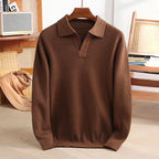 Michael - Men's Textured Knit Polo Sweater