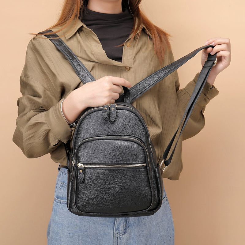 Millie - Women's Pebbled Leather Multi-Pocket Backpack