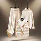 Millie - Women's Puffer Vest with Sherpa Collar & Coordinating Knit Set