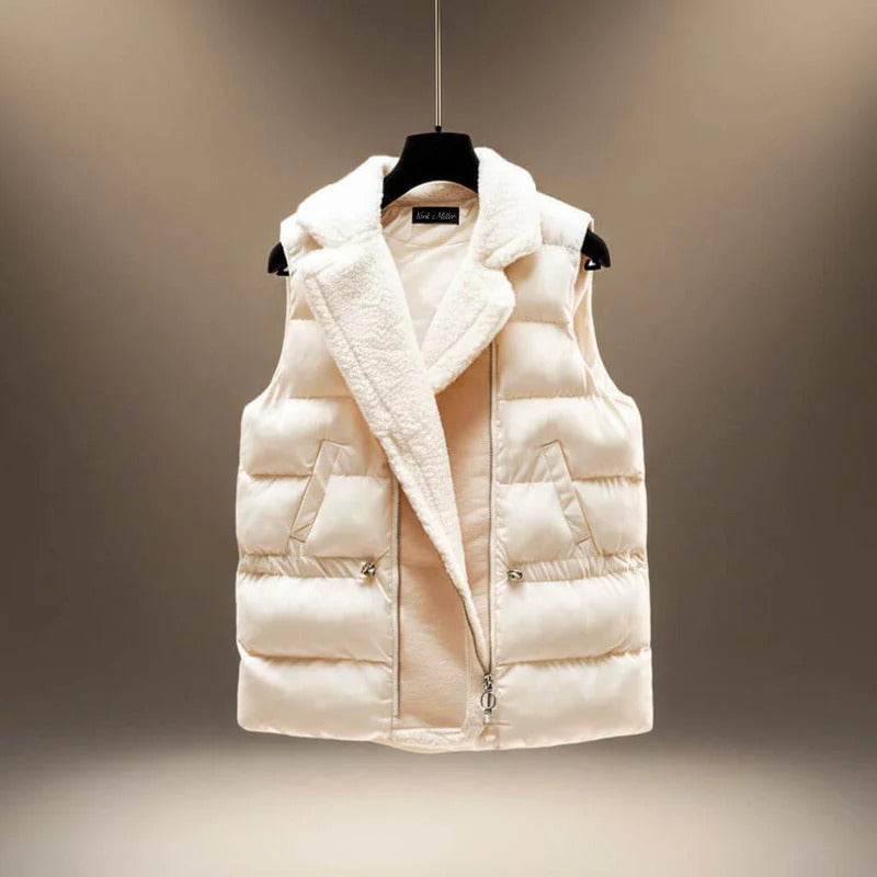 Millie - Women’s Cable Knit Trousers, Sweater & Puffer Vest Set
