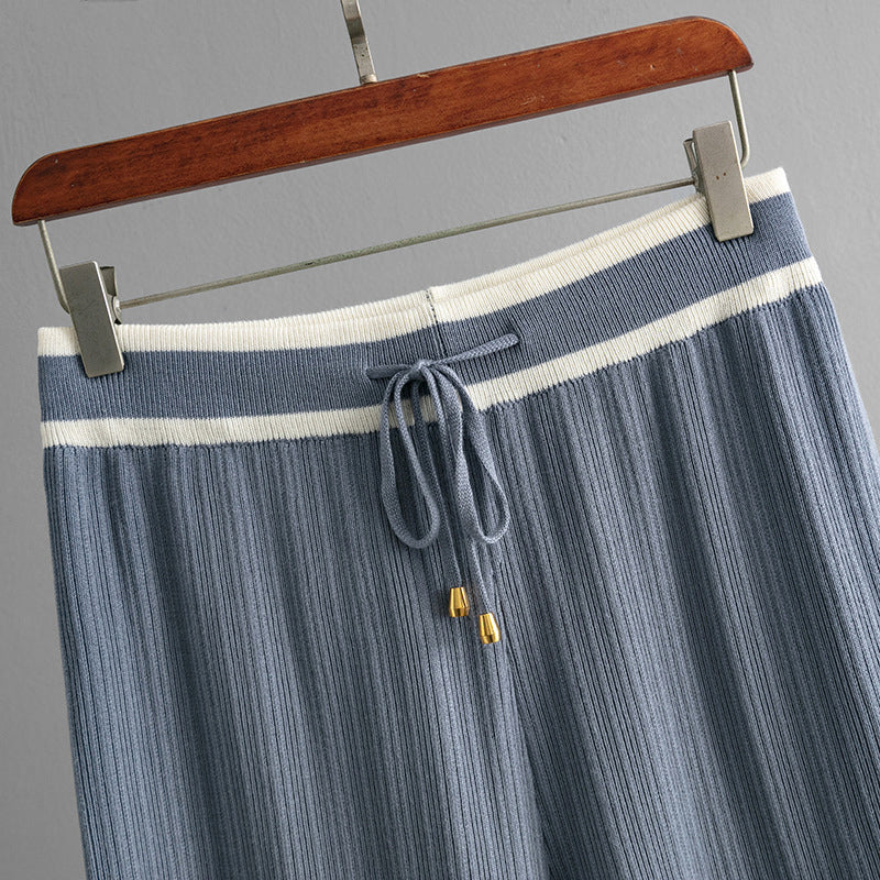 Nica - Women's Collared Knit Sweater & Wide-Leg Pants Set