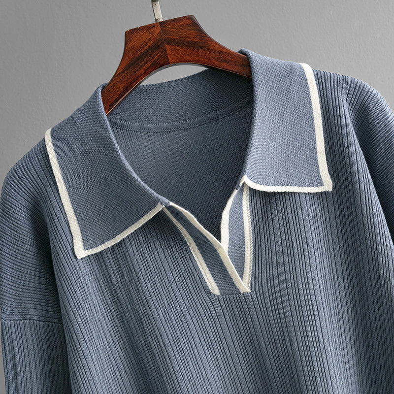 Nica - Women's Collared Knit Sweater & Wide-Leg Pants Set