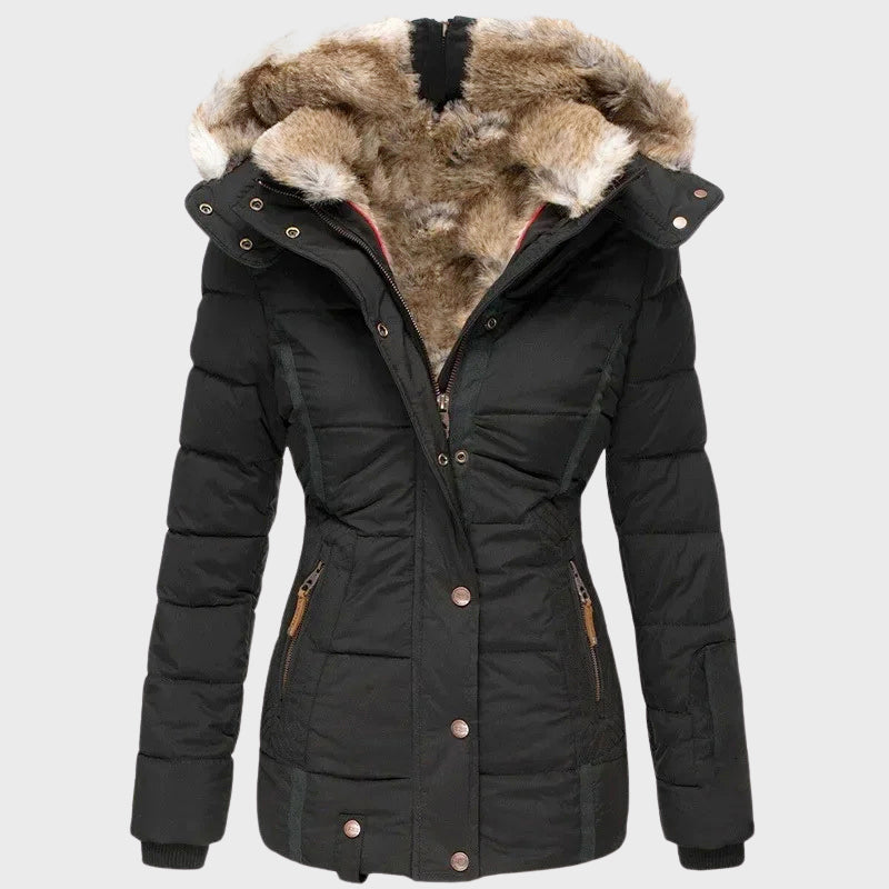 Nicole - Women's Faux Fur Hooded Puffer Jacket