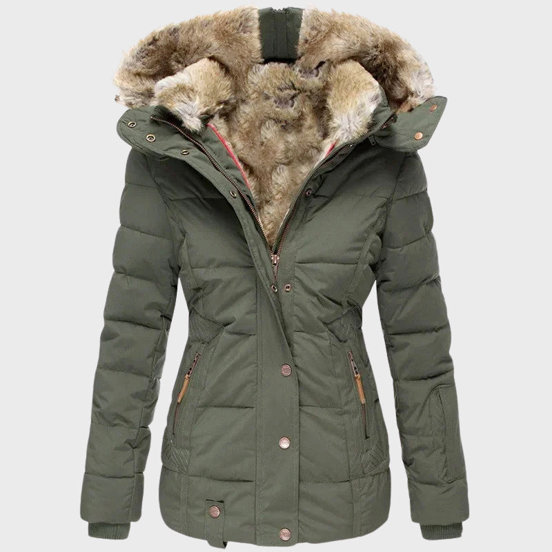 Nicole - Women's Faux Fur Hooded Puffer Jacket