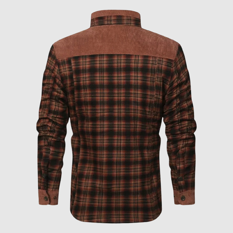 Marcella - Men's Plaid Shirt Jacket with Sherpa Lining