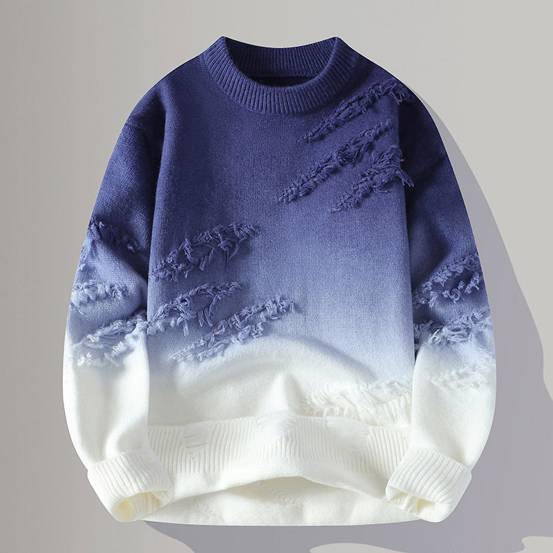 Owen - Men's Distressed Gradient Crewneck Sweater