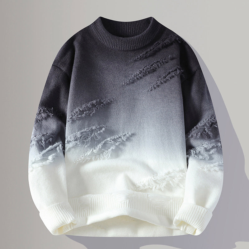Owen - Men's Distressed Gradient Crewneck Sweater