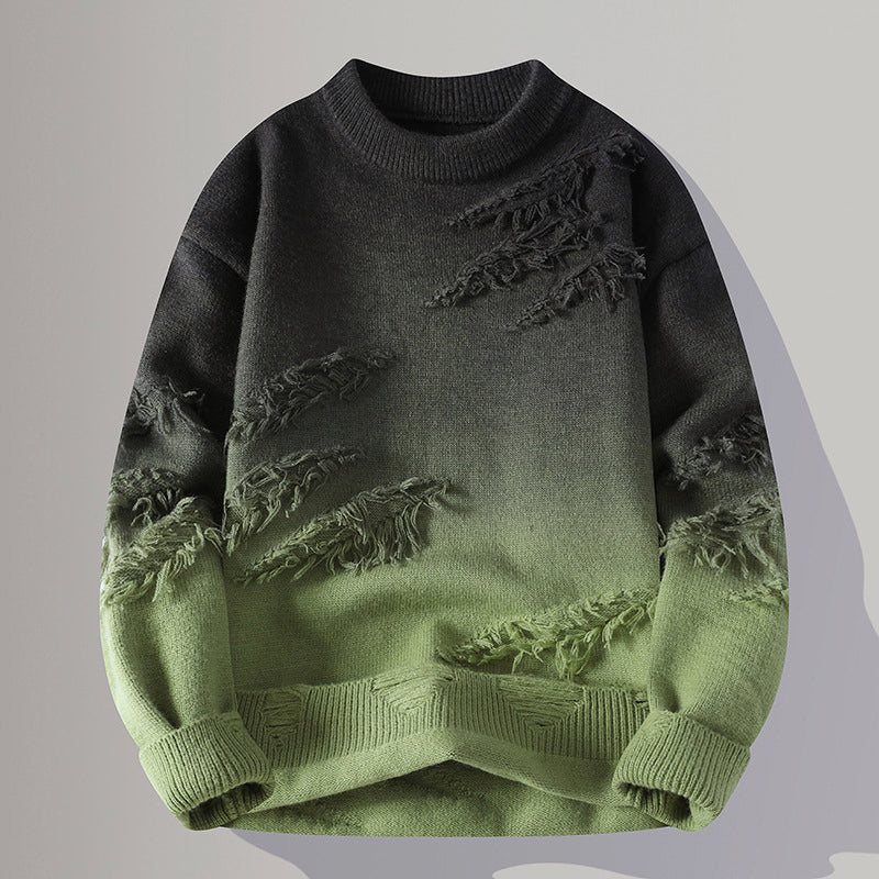 Owen - Men's Distressed Gradient Crewneck Sweater