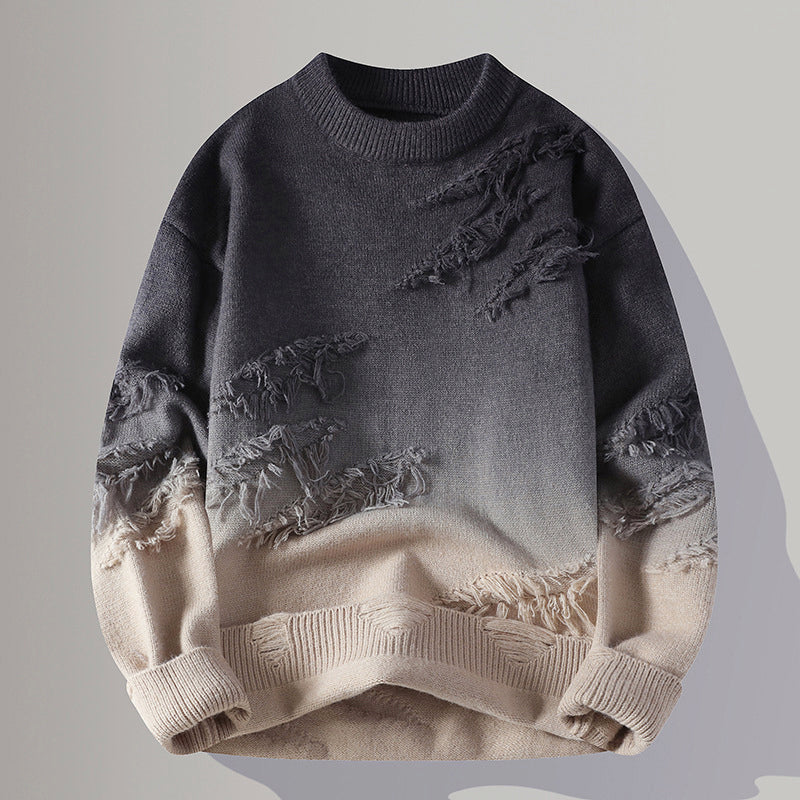 Owen - Men's Distressed Gradient Crewneck Sweater