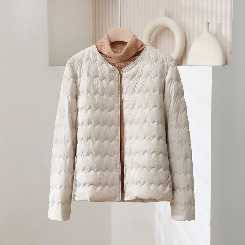 Paisley - Women's Collarless Wave-Quilted Down Jacket
