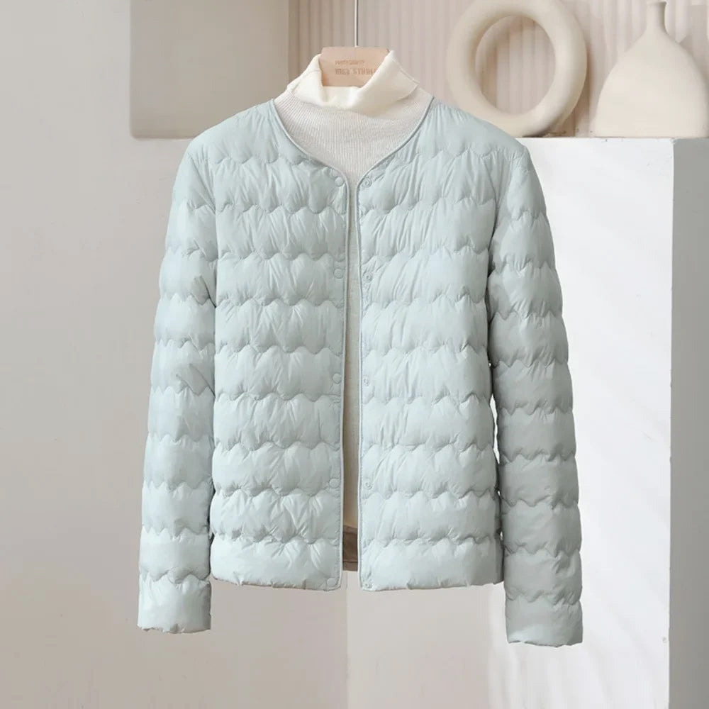 Paisley - Women's Collarless Wave-Quilted Down Jacket