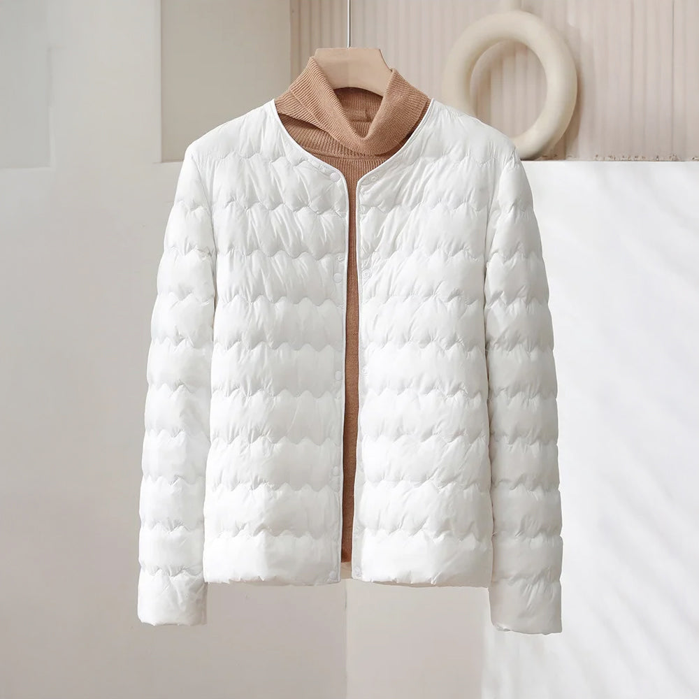Paisley - Women's Collarless Wave-Quilted Down Jacket