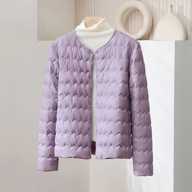 Paisley - Women's Collarless Wave-Quilted Down Jacket
